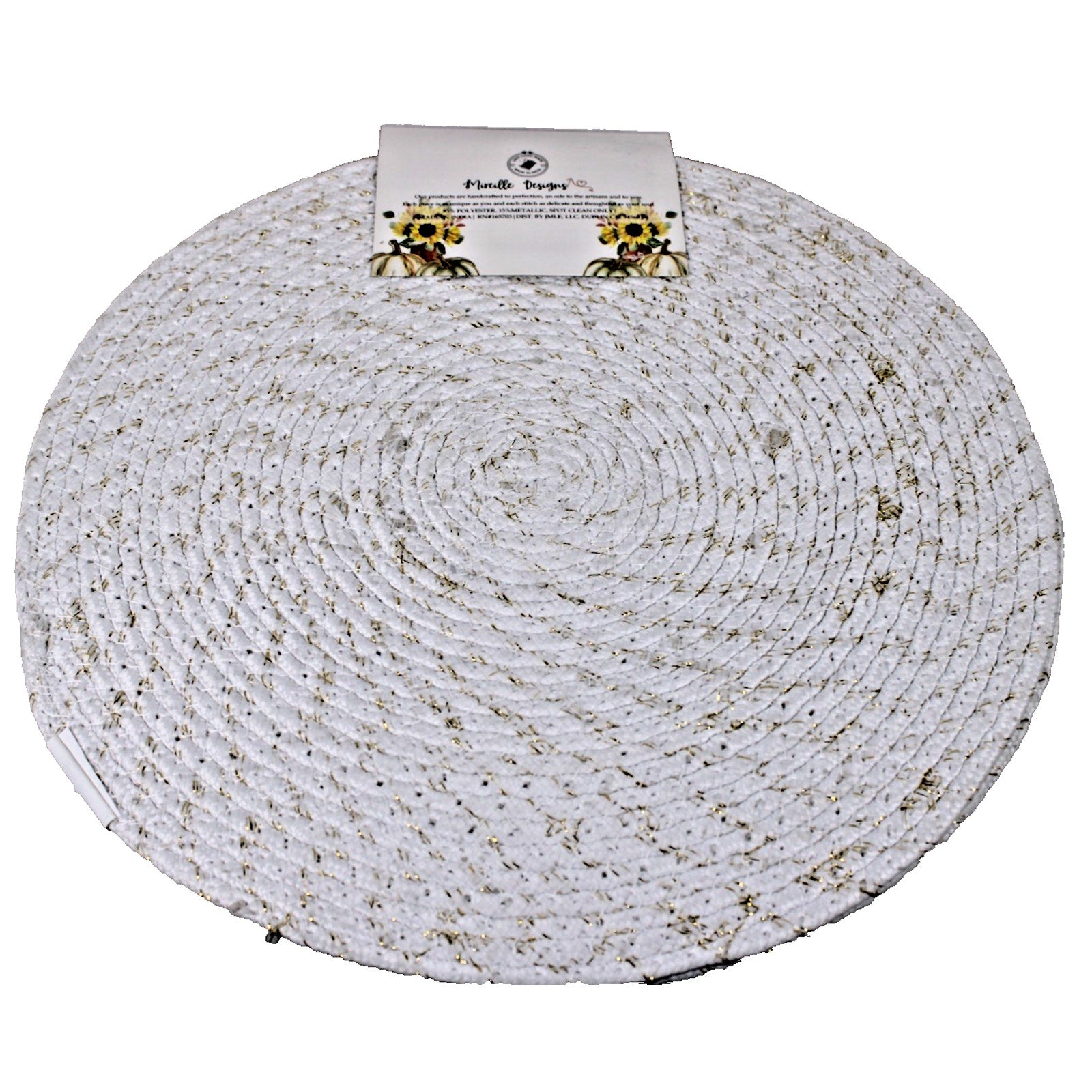 Pumpkins Thanksgiving Fall Harvest Braided Fabric Round Placemats Set of 4 -15"
