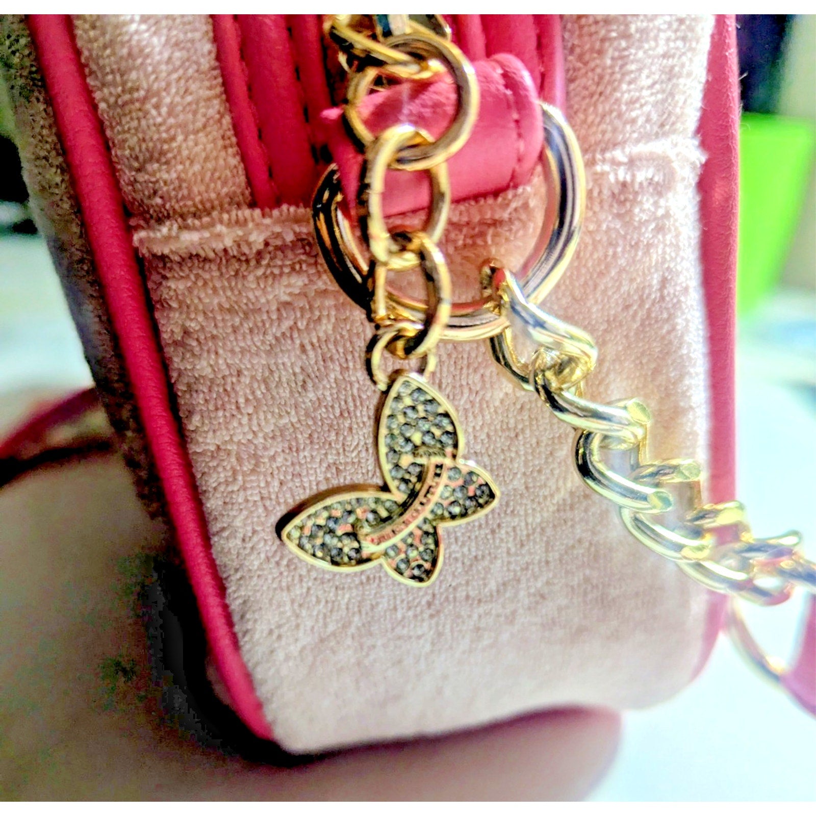 Juicy Couture Wingin It Crossbody Camera Bag Butterfly Design Pink Diamond NEW
