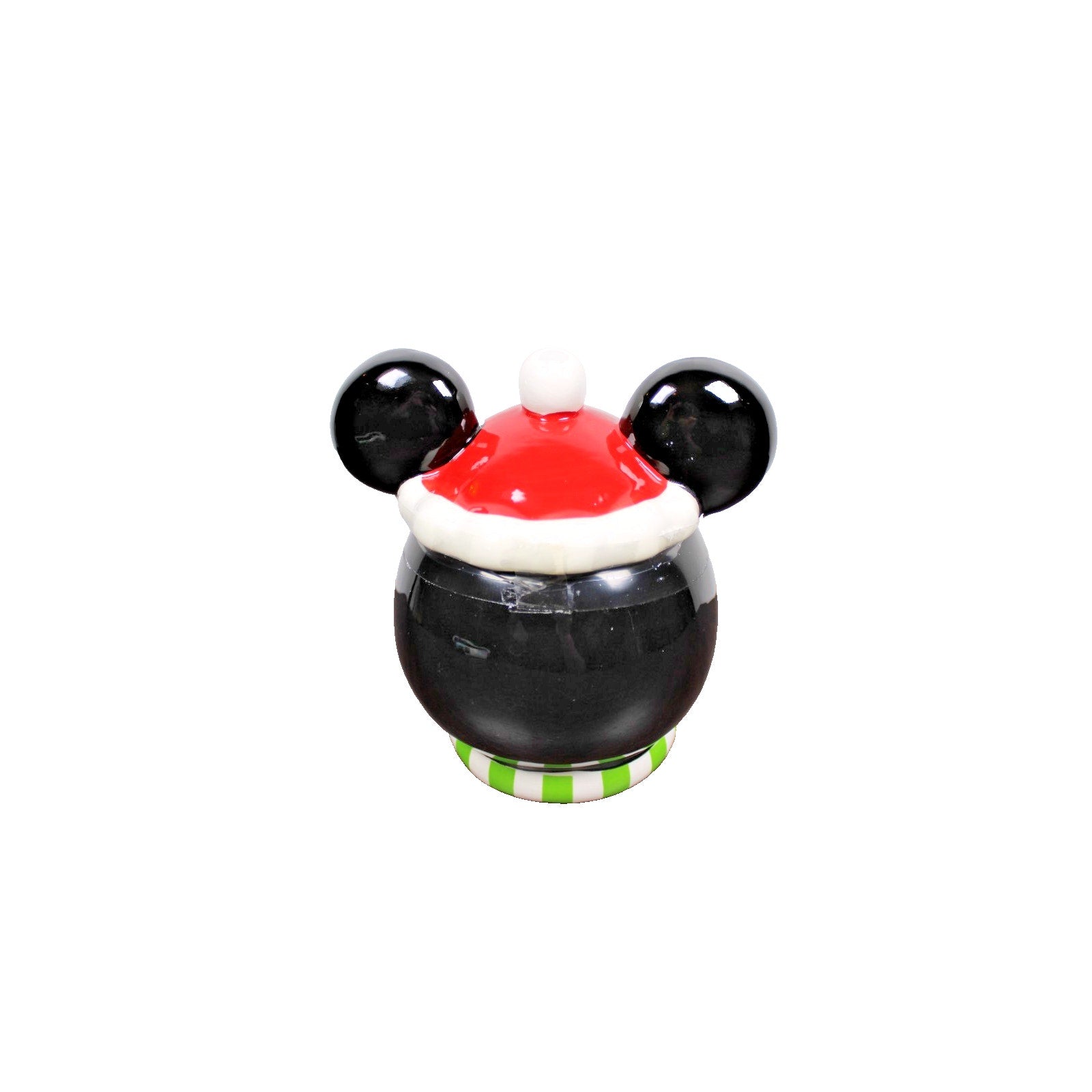 Mickey Mouse Cookie Jar Christmas Holiday Santa Hat