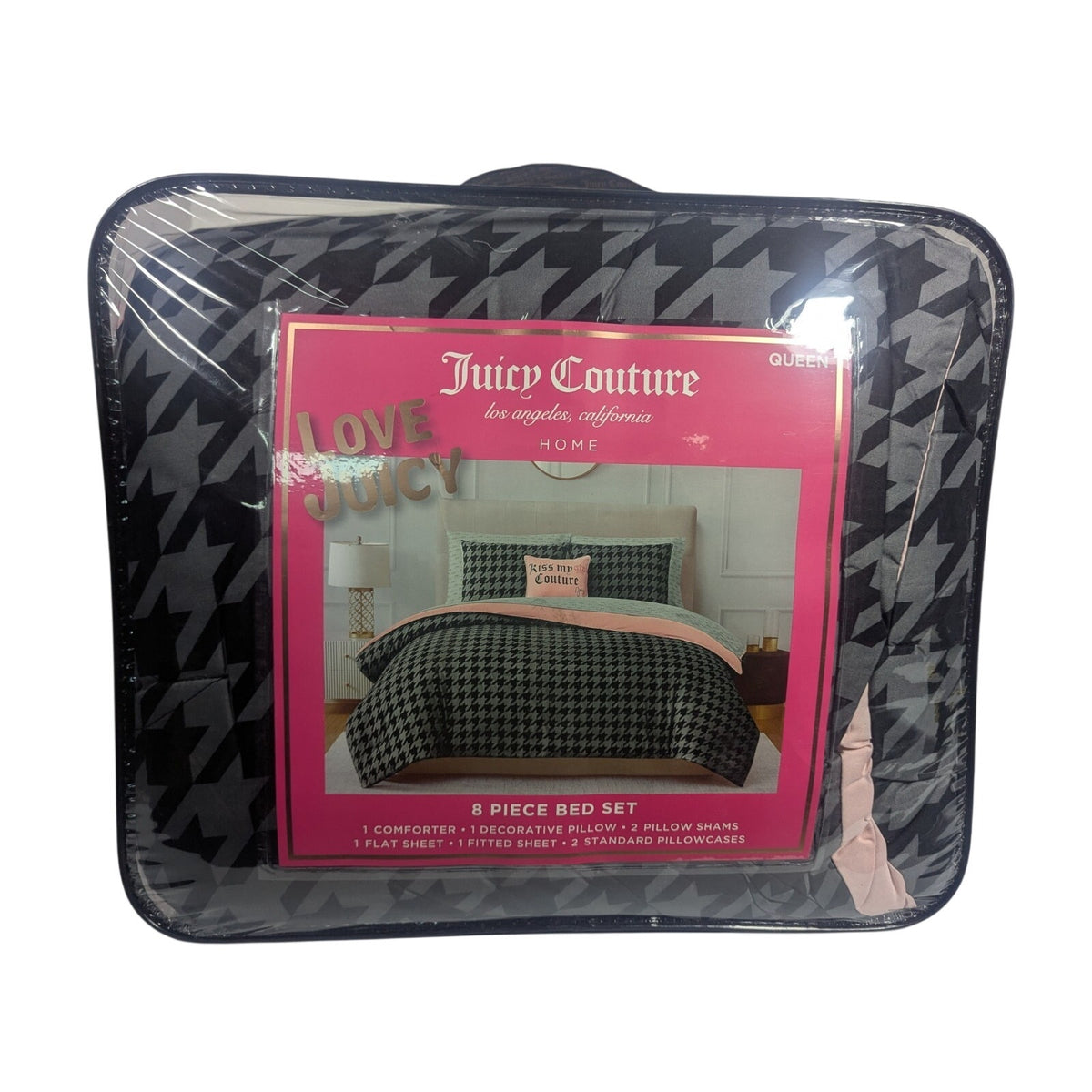 Juicy Couture Queen size Black, Gray and Pink 8-Piece Bed Set
