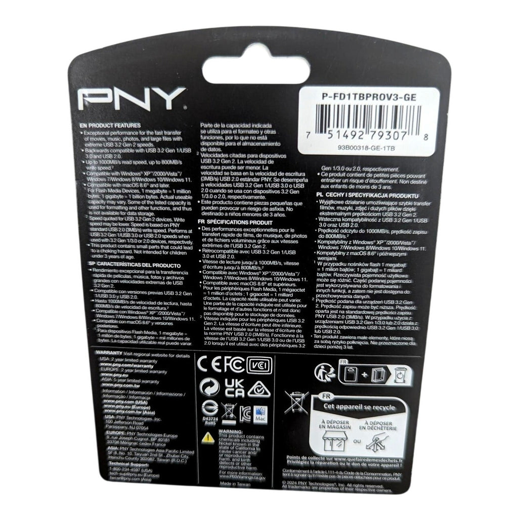 PNY PRO Elite V3, 1TB, USB 3.2 Gen 2 USB 1000mb/800mb, Flash Drive, New (Sealed)