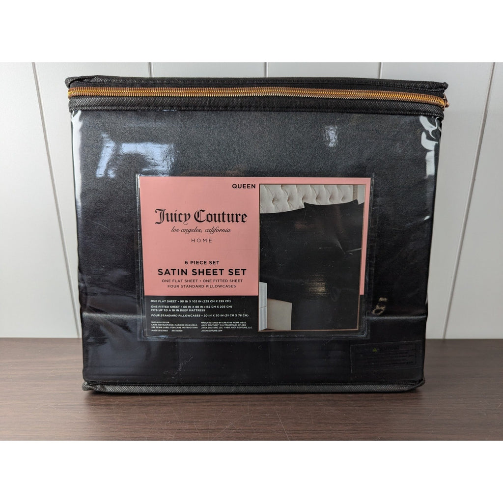 Juicy Couture 6 Piece Queen Satin Sheet Set - Cristal Collection NEW