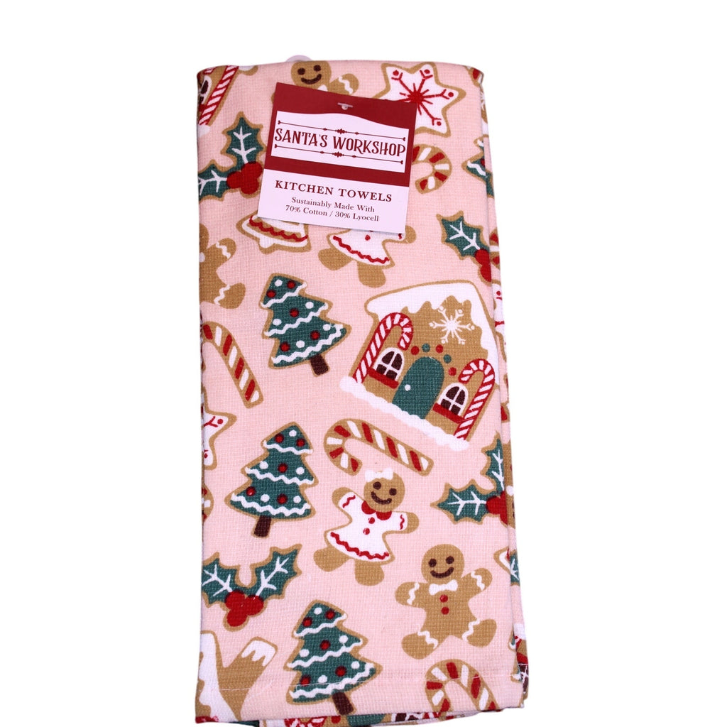 Gingerbread House Kitchen Towels Christmas Cookies Set of 2 Towels - New