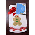 Gingerbread Man Santa Plush Set of 2 Embroidered Turkish Hand Towels ~ Farmhouse