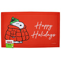 PEANUTS Snoopy RED Puffer Jacket ”Happy Holidays” Christmas Rubber Mat 18”X30”