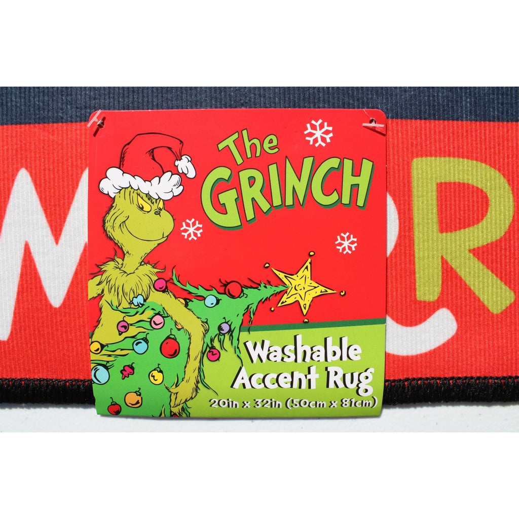 Dr. Seuss The Grinch Accent Rug Mat 20”x32” Merry Grinchmas Christmas Wreath NEW