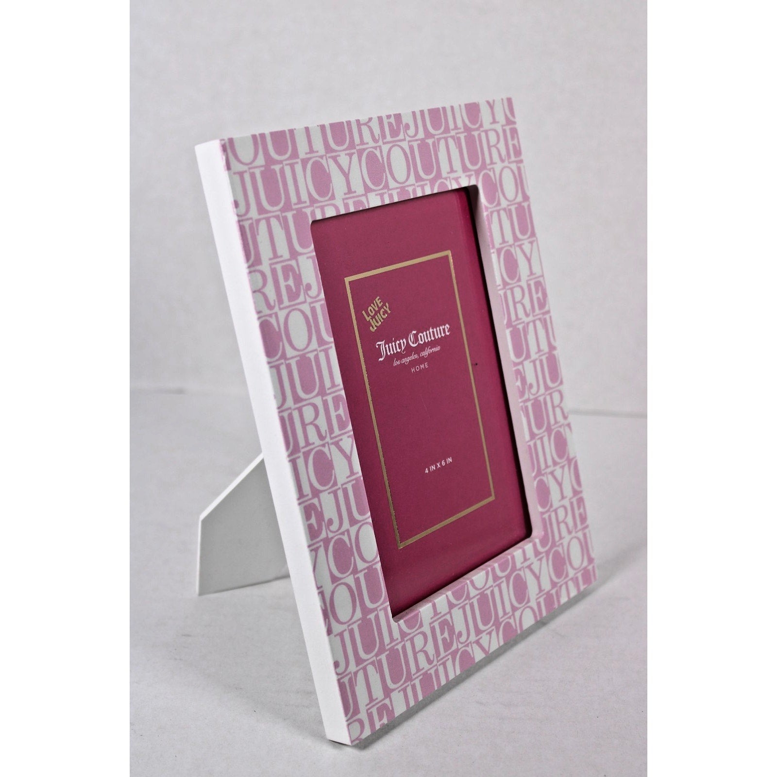 Juicy Couture 4x6 Picture Frame, Pink, White table easel