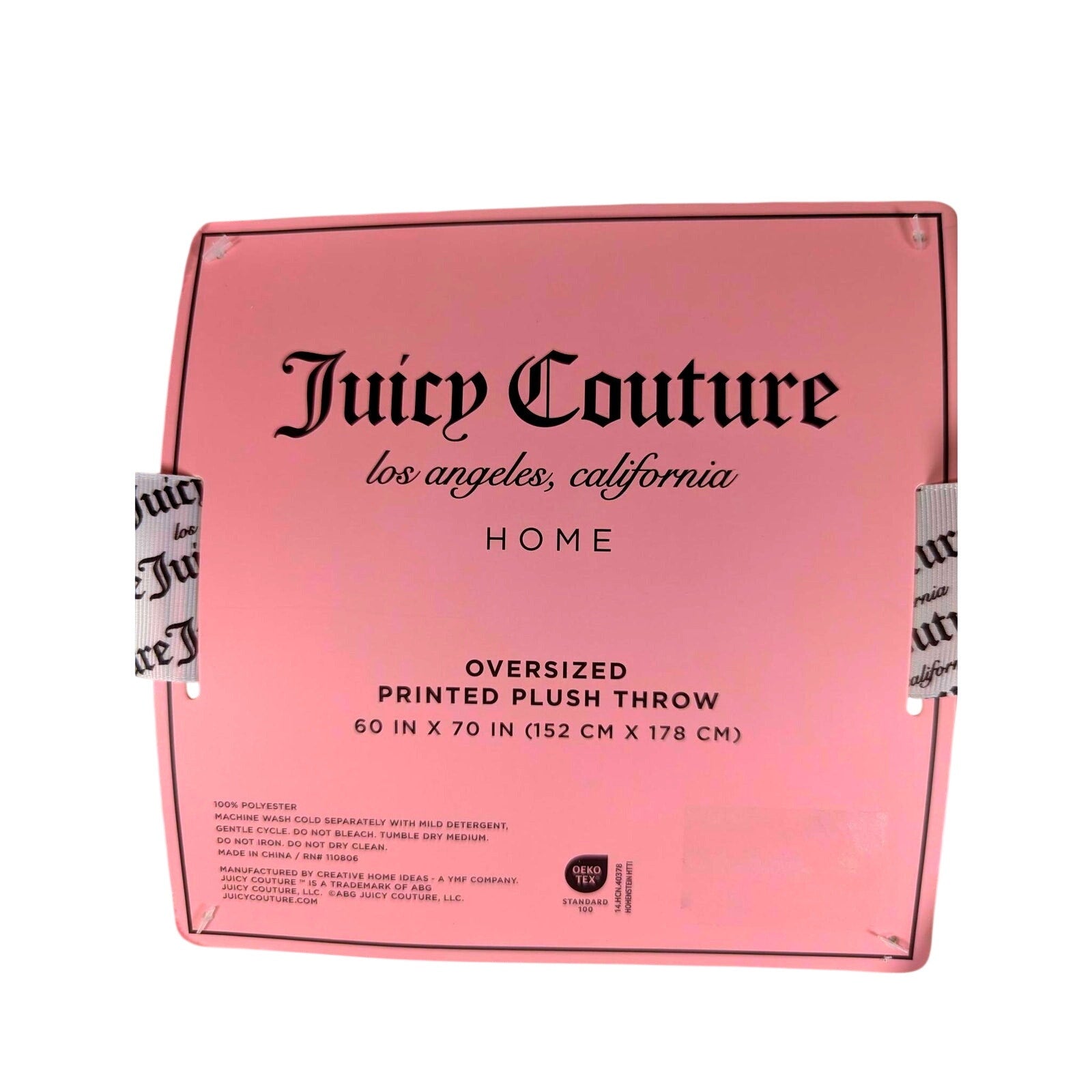 Juicy Couture HOME Oversized Plush Throw, 60x70, JC Logo, Pink Bows, Red Dots
