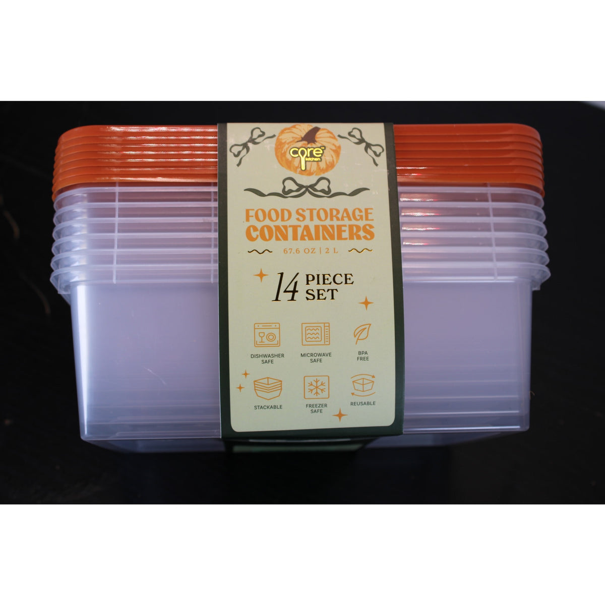 Core Kitchen 14-Piece Fall Pumpkin Food Storage Set 67.6 oz / 2 L