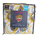 Ed Hardy 6 pc Queen Sheet Set, Tiger, Gold Chain, Tattoo Print w/4 Pillowcases