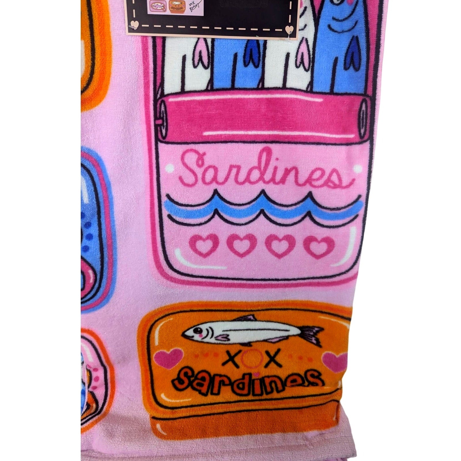 Betsey Johnson Beach Towel 36"x68" Sardines, 100% Cotton