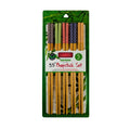 Cook Pro White Dots Bamboo Chopsticks 5 Pack Set 9.5” Natural