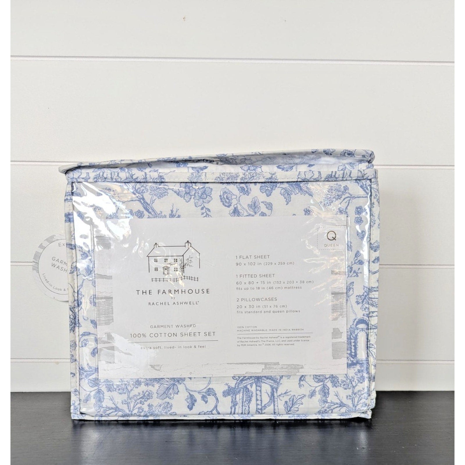 The Farmhouse Rachel Ashwell Blue Floral Queen Sheet Set