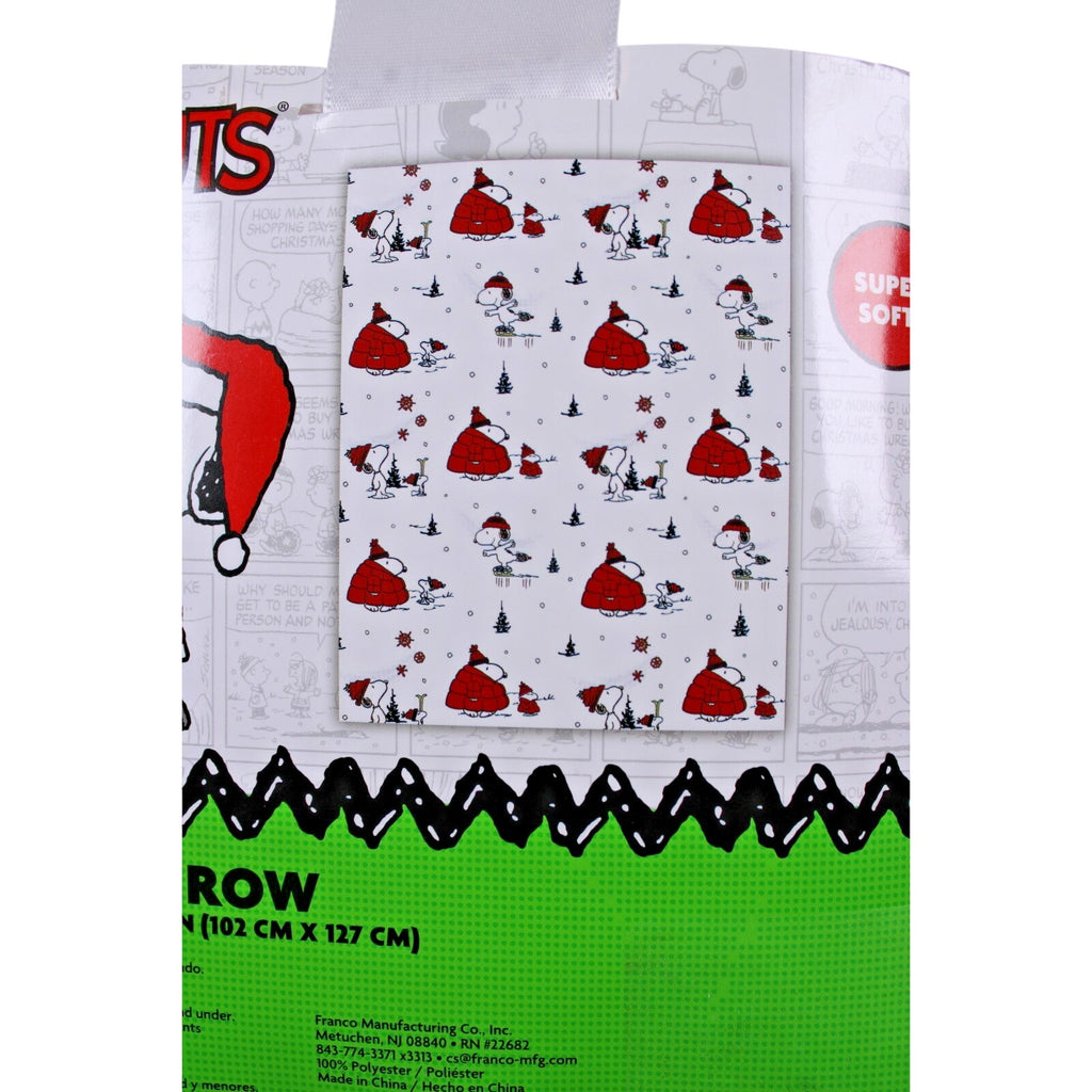 Peanuts Plush Pillow & Throw Set Snoopy in PJ's & Red Puffer Jacket 40x50Blanket
