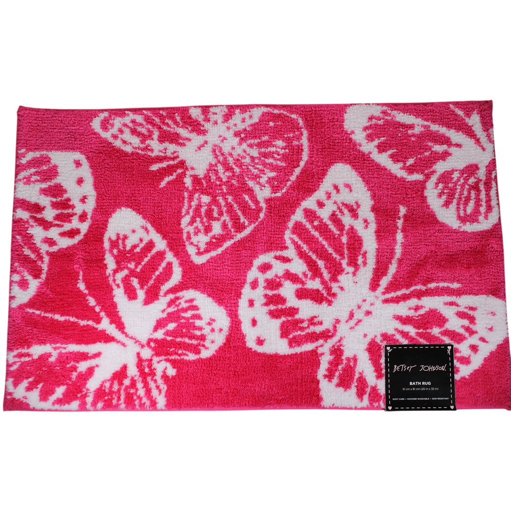 Betsey Johnson Bath Rug - Butterflies - Pink, 20"x32" Skid Resistant