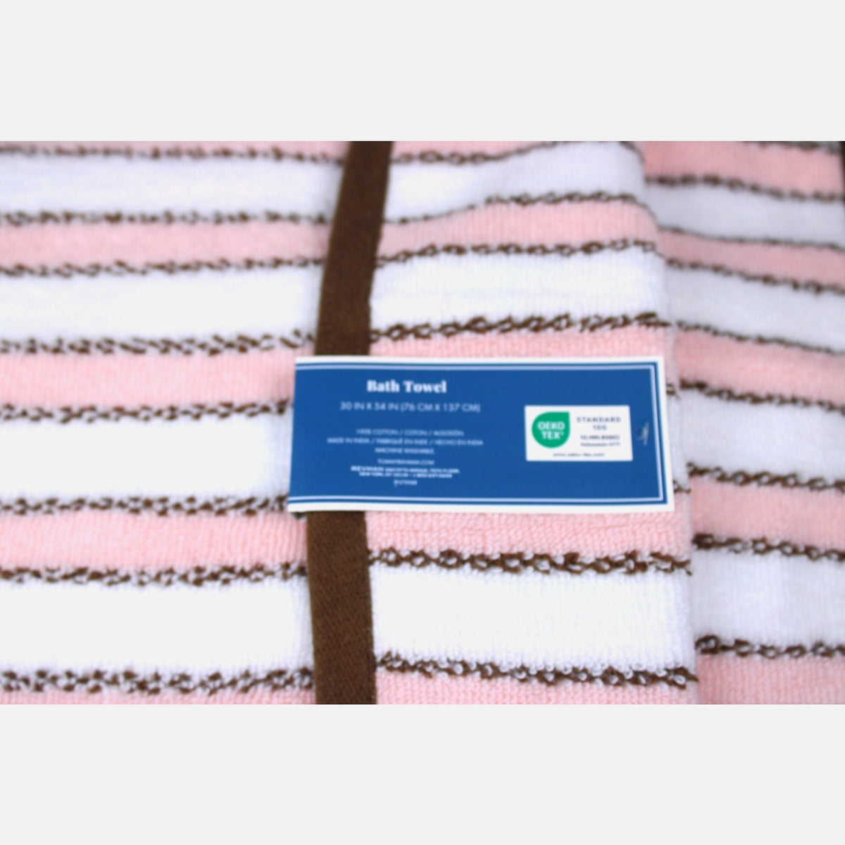 Tommy Bahama 4pc Ticking Stripe Pink/Brown Bath & Hand Towel Set
