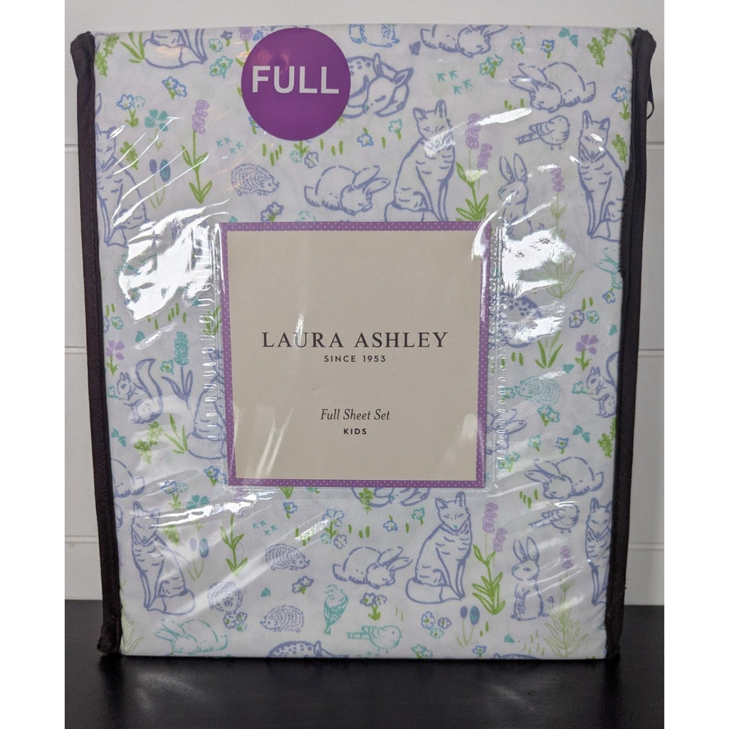 Laura Ashley Spring Animal Flowers Furry Friends 3-pc FULL Sheet Set - New