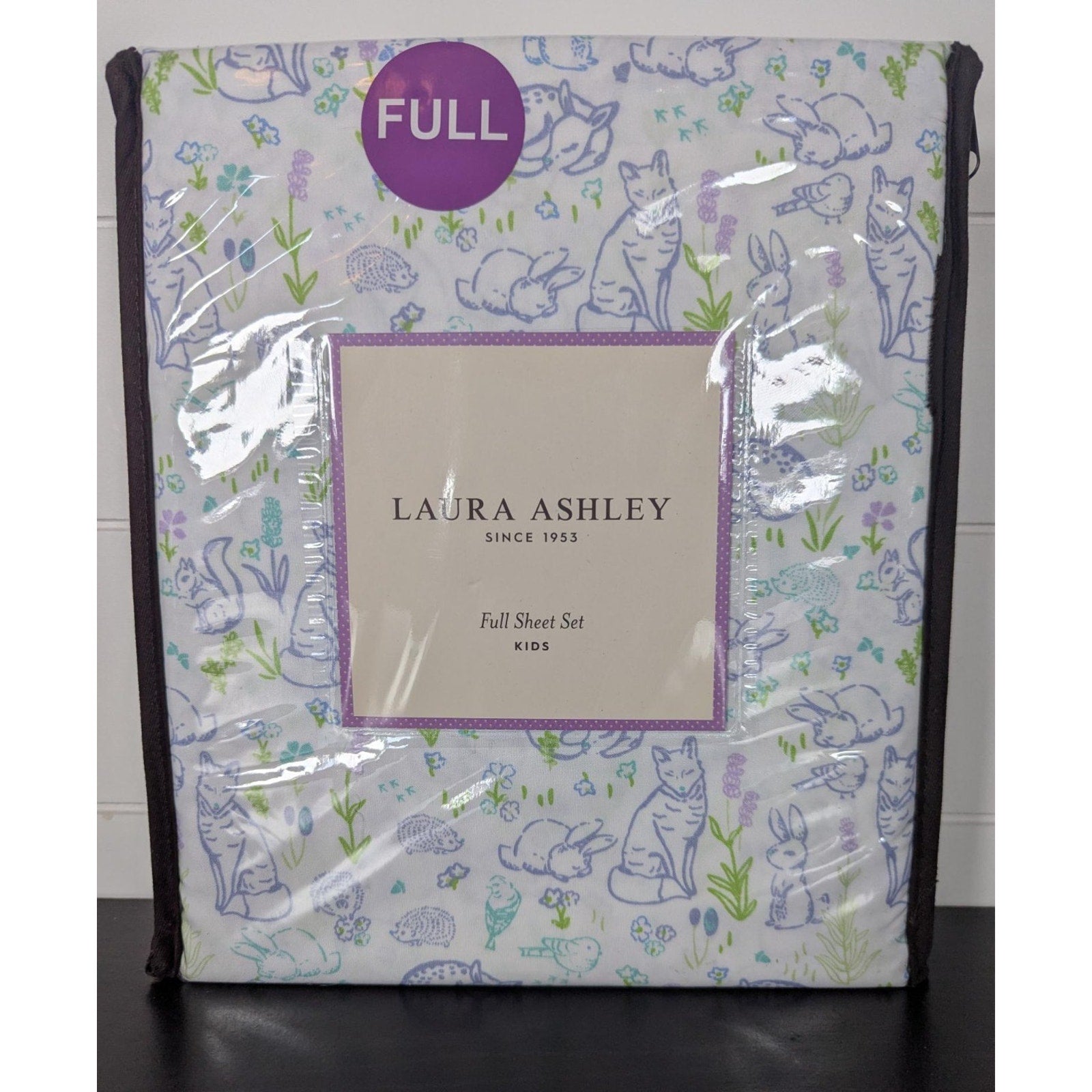 Laura Ashley Spring Animal Flowers Furry Friends 3-pc FULL Sheet Set - New