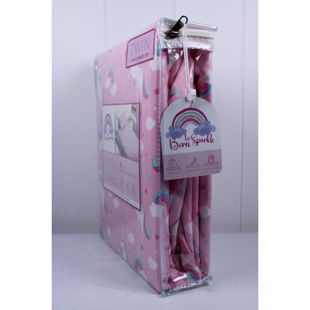 Twin Unicorn & Rainbows Sheet Set 3-Piece Complete set, Ultra Soft , Kids