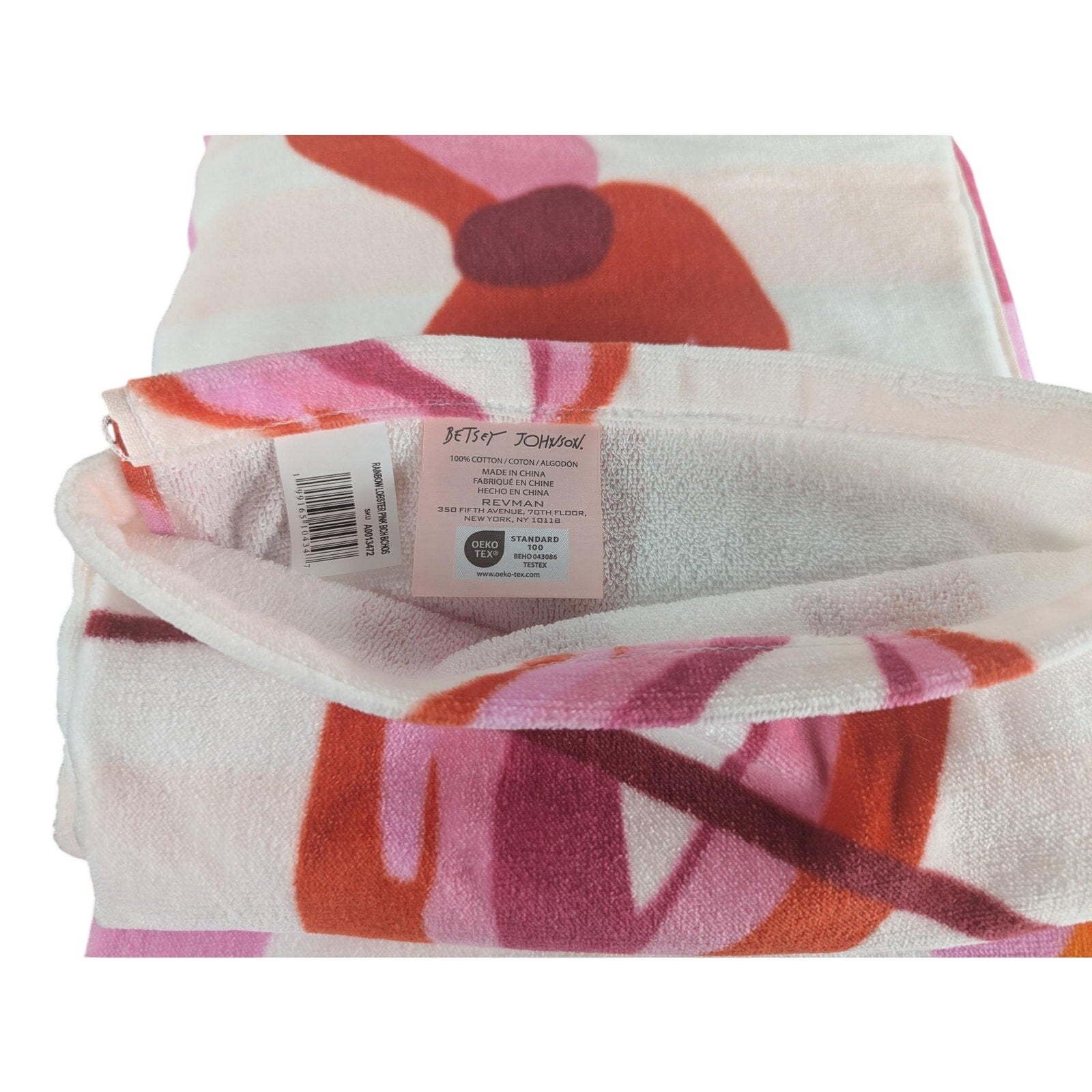 Betsey Johnson Beach Towel 36"x68" Lobsters, 100% Cotton