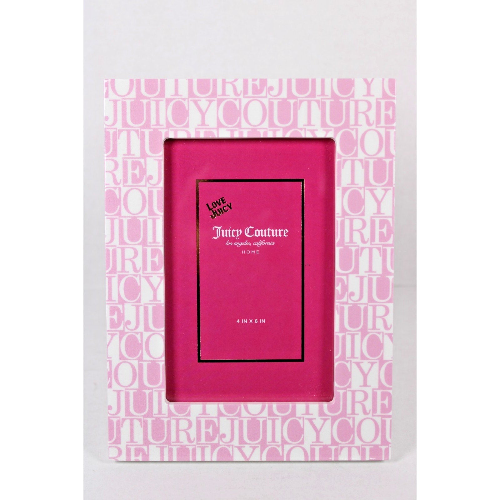 Juicy Couture 4x6 Picture Frame, Pink, White table easel