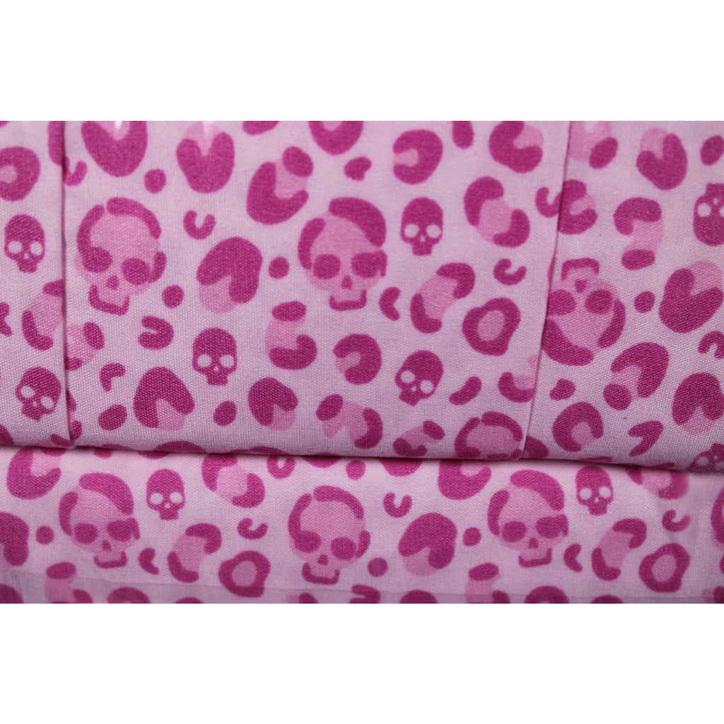 STAY SPOOKY 6pc QUEEN Halloween Skulls leopard print Pink Sheet Set - NEW