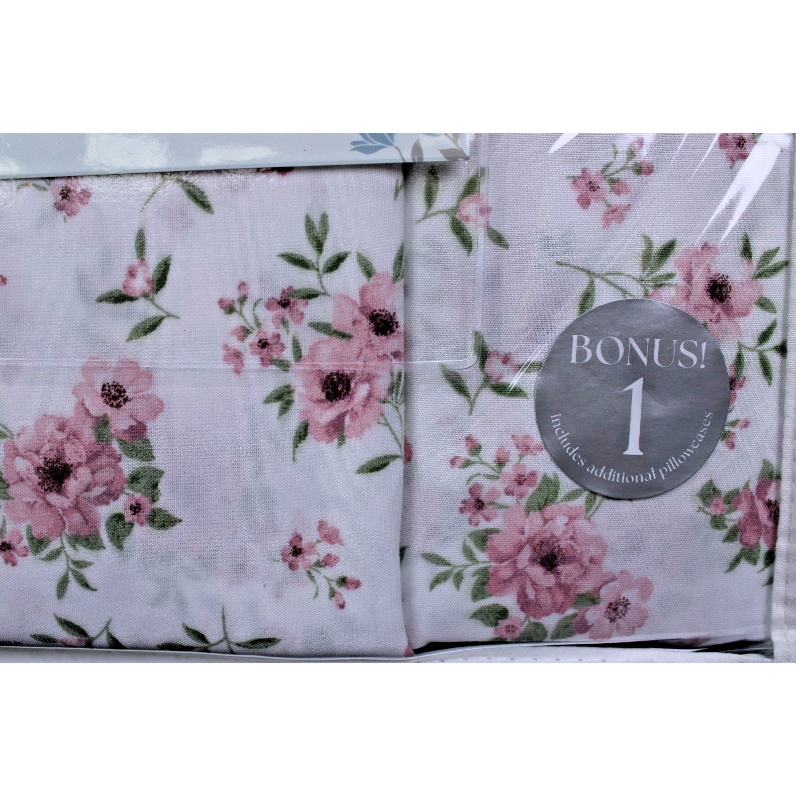 KINDRED HOME 4 PIECE TEA ROSE FLORAL DESIGN TWIN SHEET SET 1 EXTRA PILLOWCASE