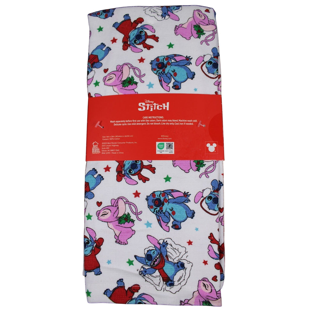 Disney Stitch & Angel Cotton Kitchen Towels – Set of 3 – Christmas Holid fun day