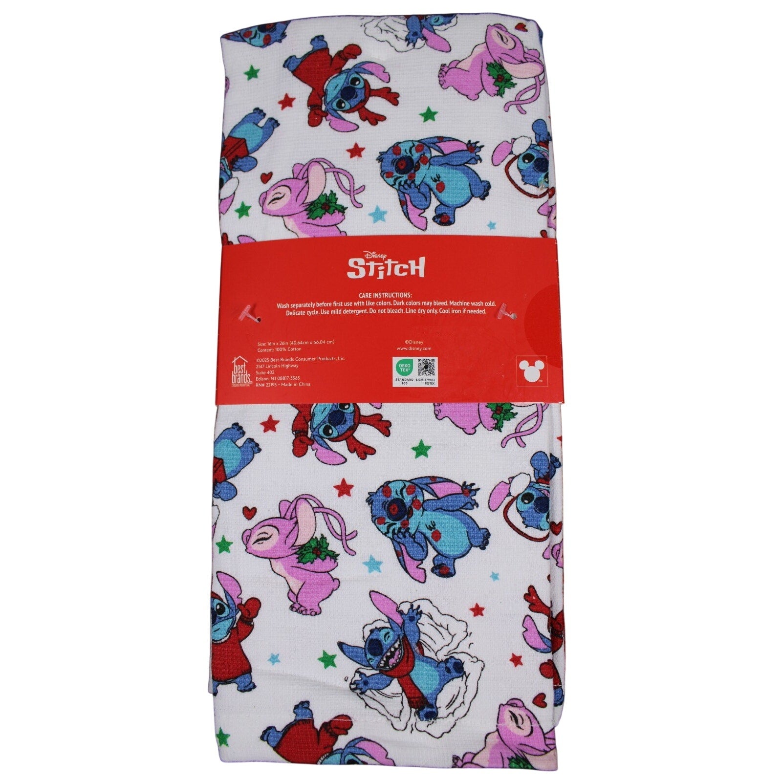Disney Stitch & Angel Cotton Kitchen Towels – Set of 3 – Christmas Holid fun day