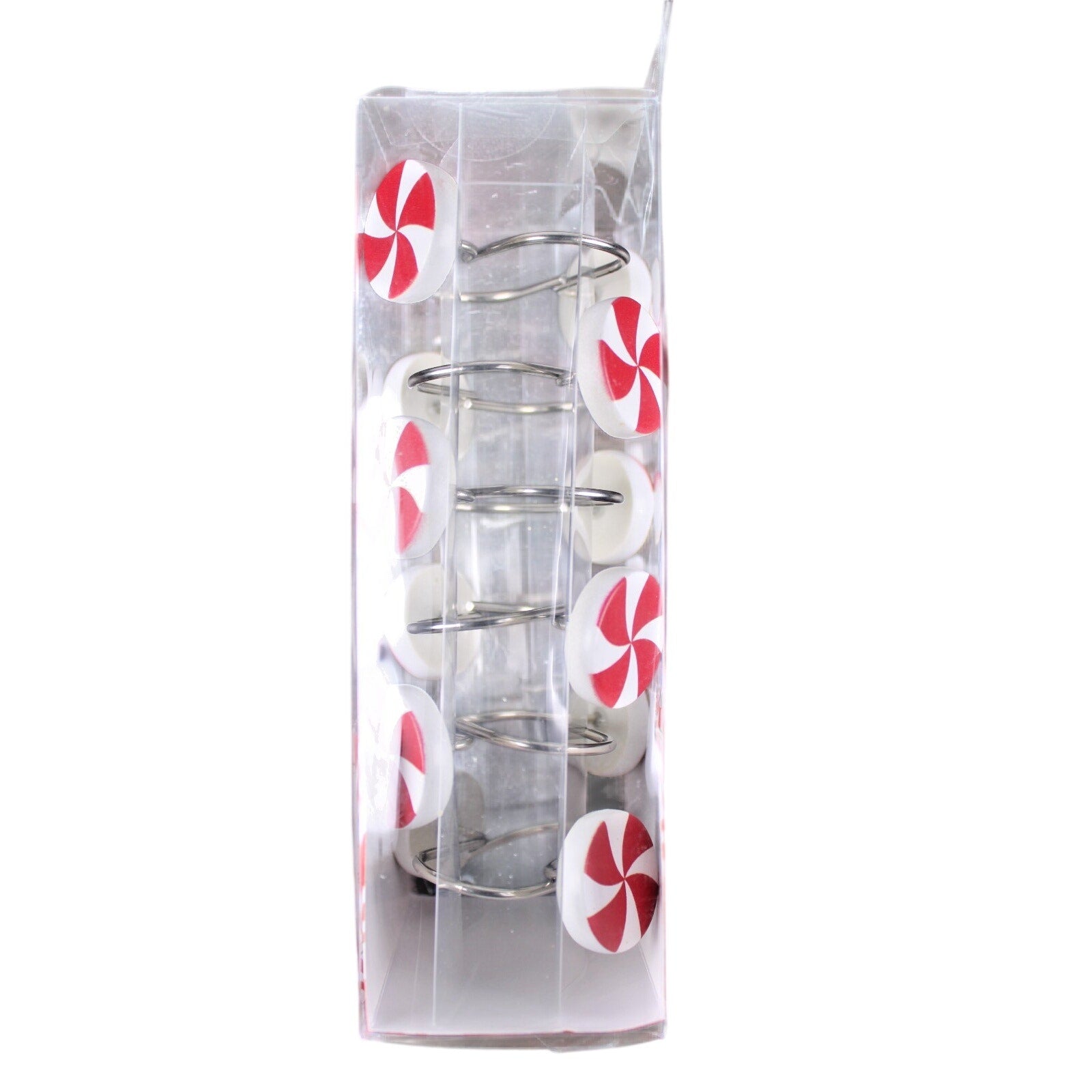 Set of 12 CHRISTMAS PEPPERMINT CANDY SHOWER CURTAIN HOOKS RINGS NIB