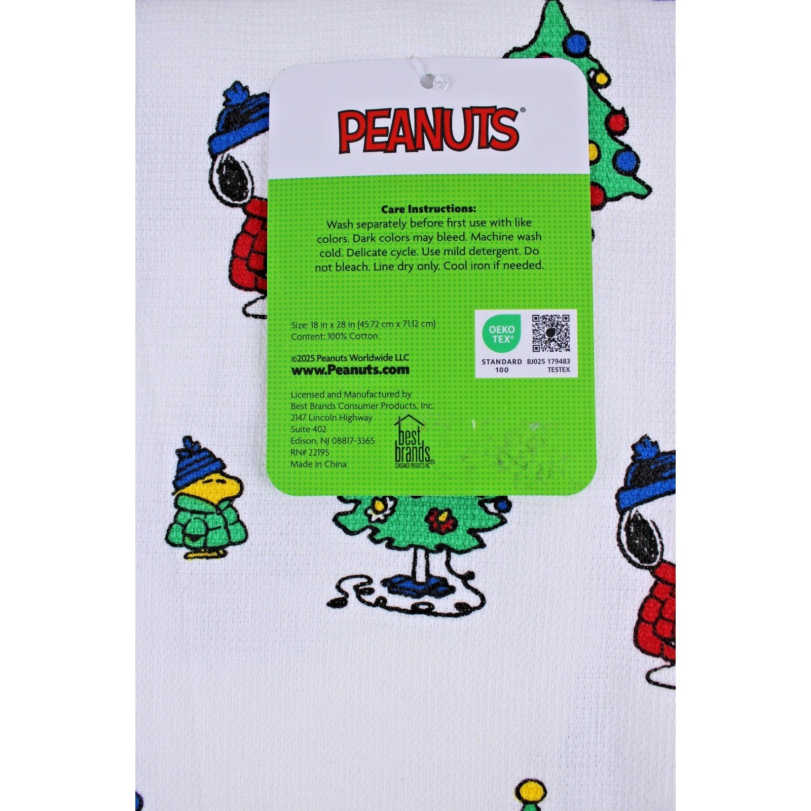 Peanuts New Best Brands 2025 Snoopy Christmas Kitchen Towel Set 18x28 In Cotton