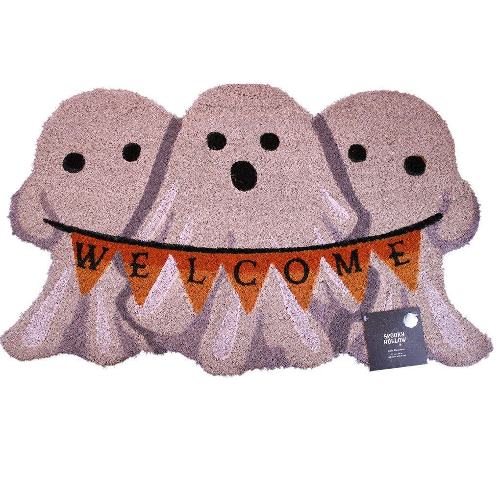 Spooky Hallow - Halloween Ghost Trio Coir WELCOME Doormat 21" X 34" Non-Slip