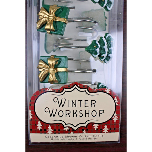 ****Set of 12 Christmas Trees and Presents Shower Curtain Rings NIB****