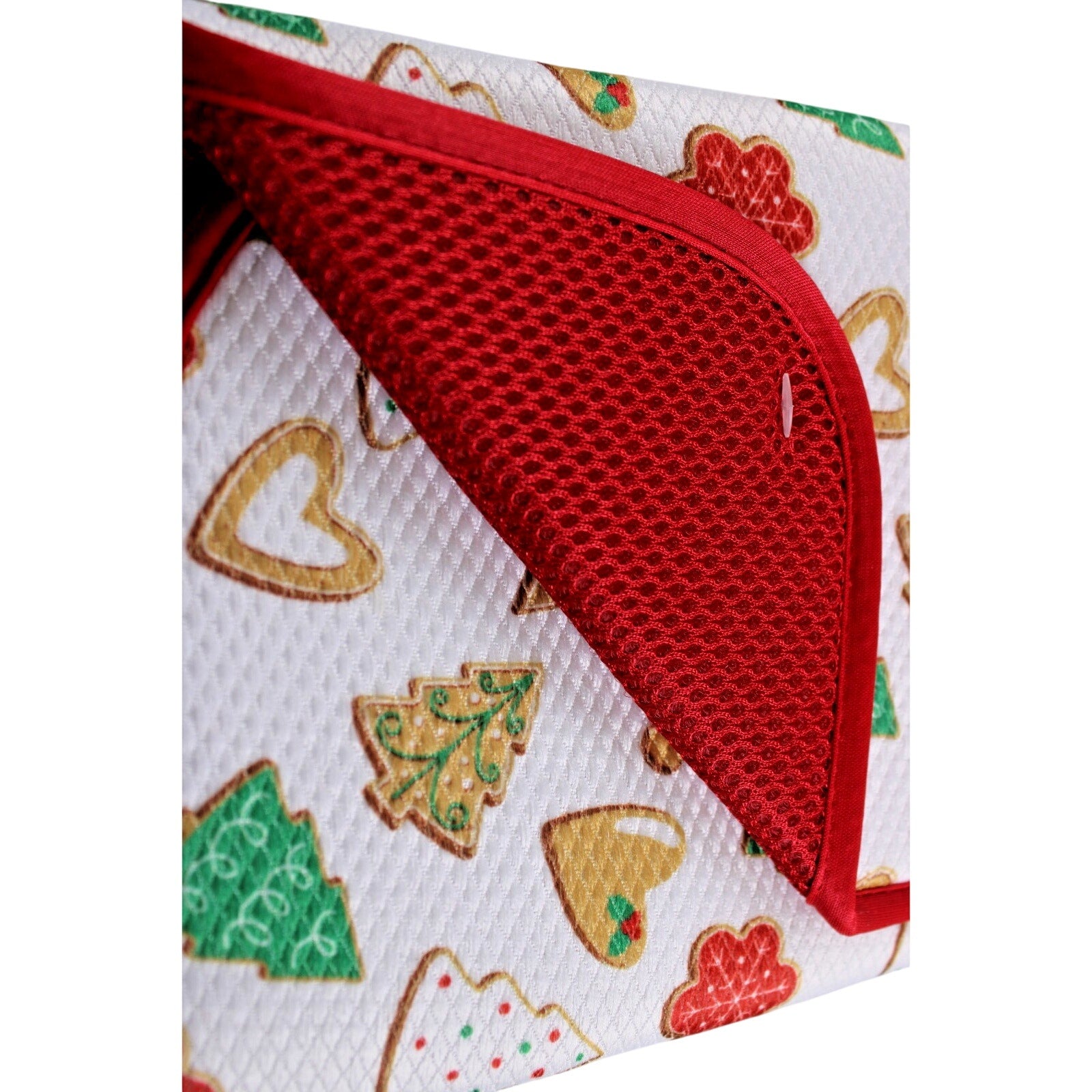 Set of 2 Christmas Gingerbread Peppermint Snowflake Drying Mats 16x19”