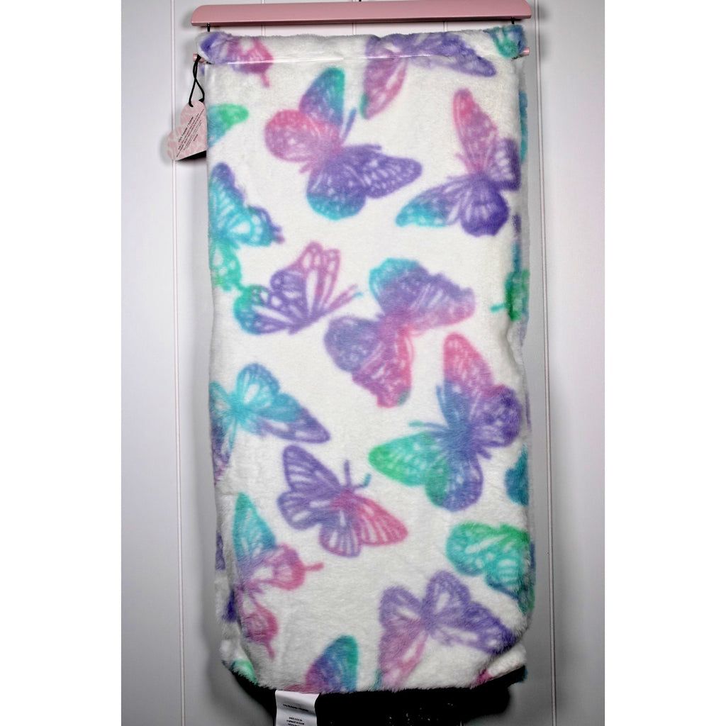 Betsey Johnson White with Butterflies Luxe Faux Fur Throw Blanket - Super soft