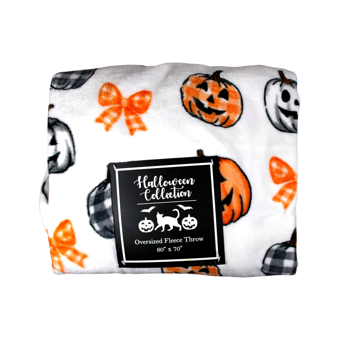 Halloween Collection Oversized Fleece Pumpkins & Bows Throw - 60"x70"