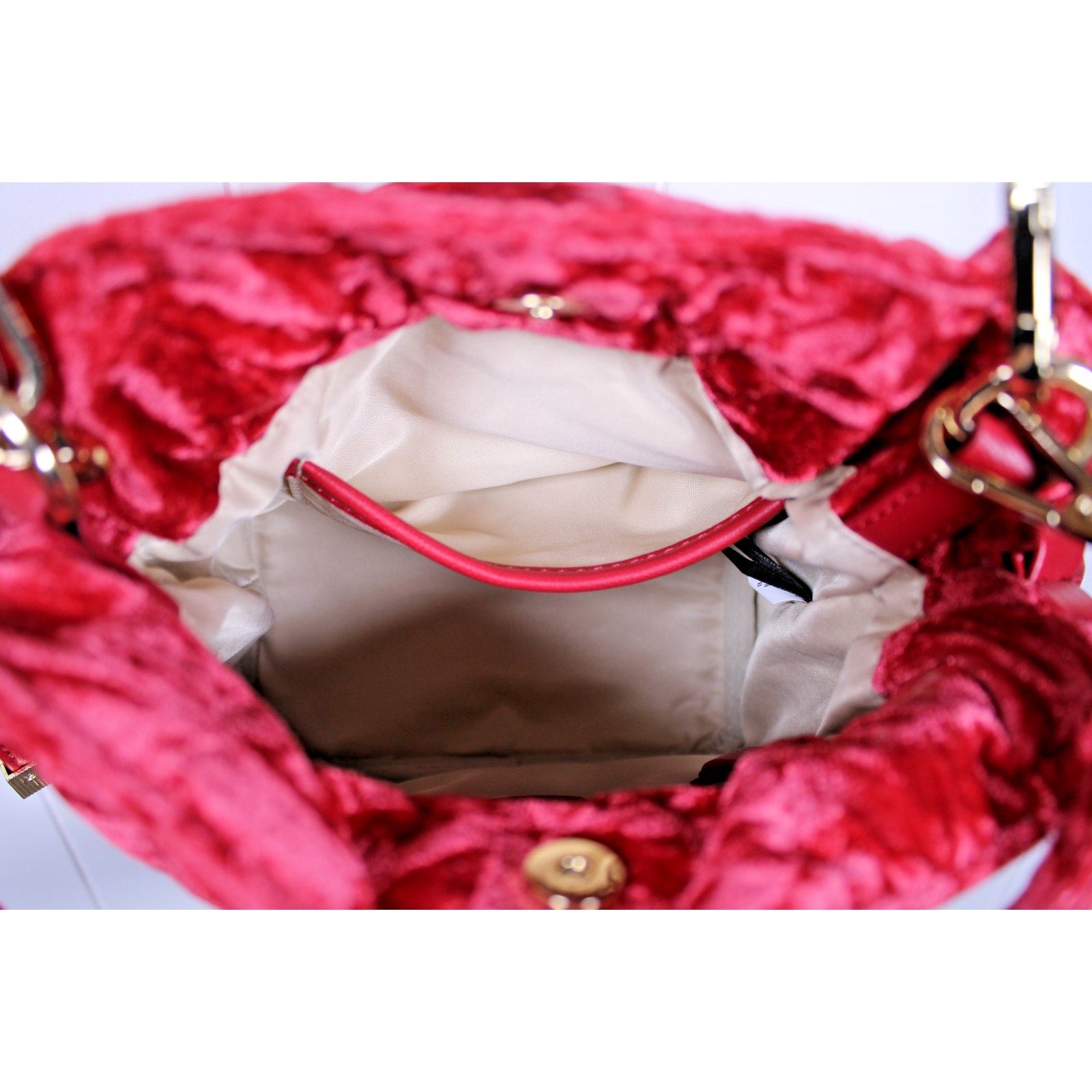 INC International Concepts Meliss velvety bucket crossbody bag - RED PEPPER