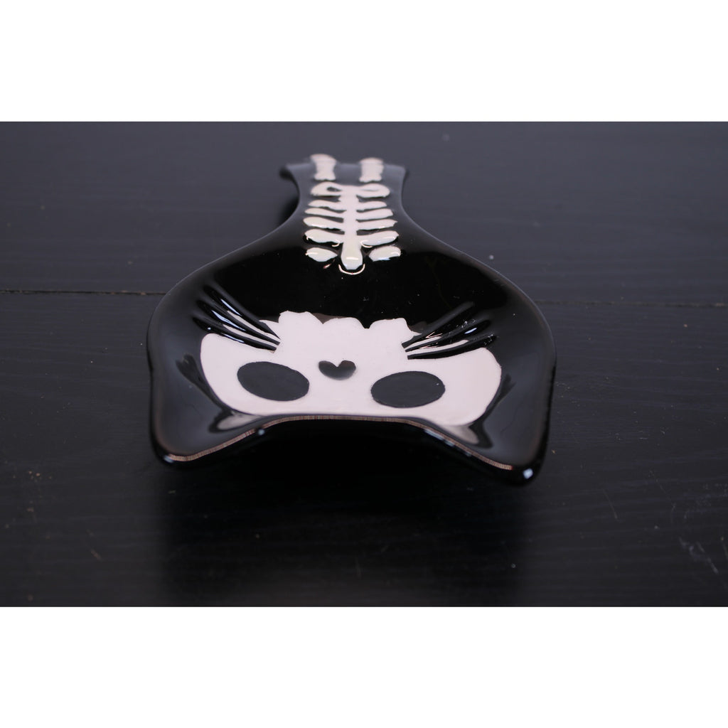 Jack O' Lantern Lane Halloween Skeleton Cat Spoon Rest 5"X10"  - NEW