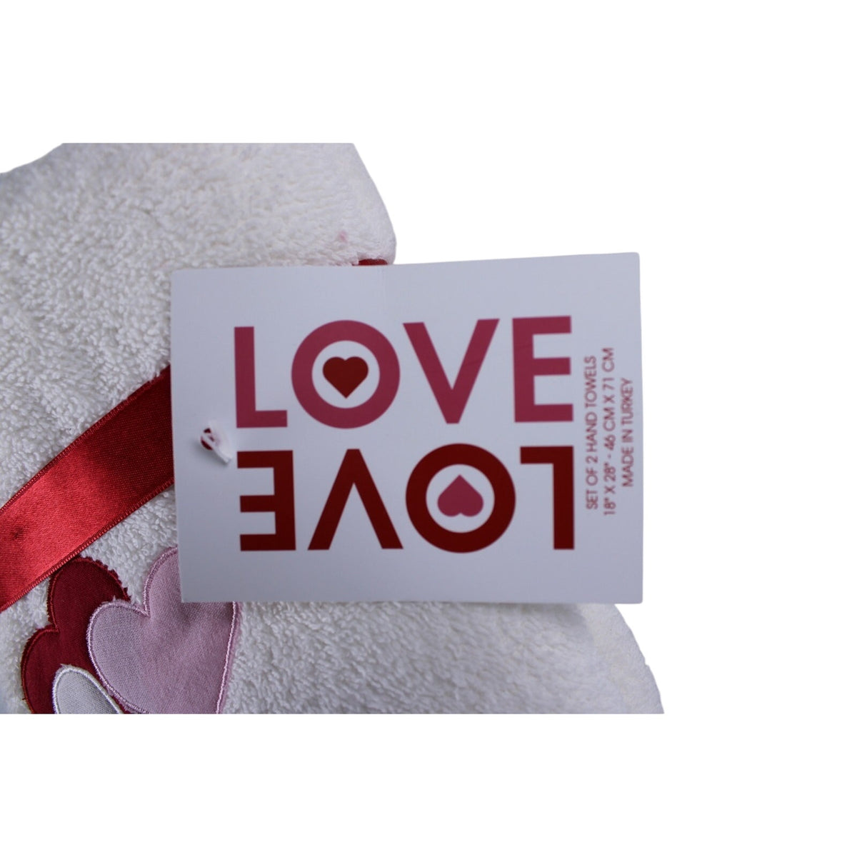 Set of 2 Hand Towels Bull Dog Valentine’s Day Love Heart Balloons Made in Turkey