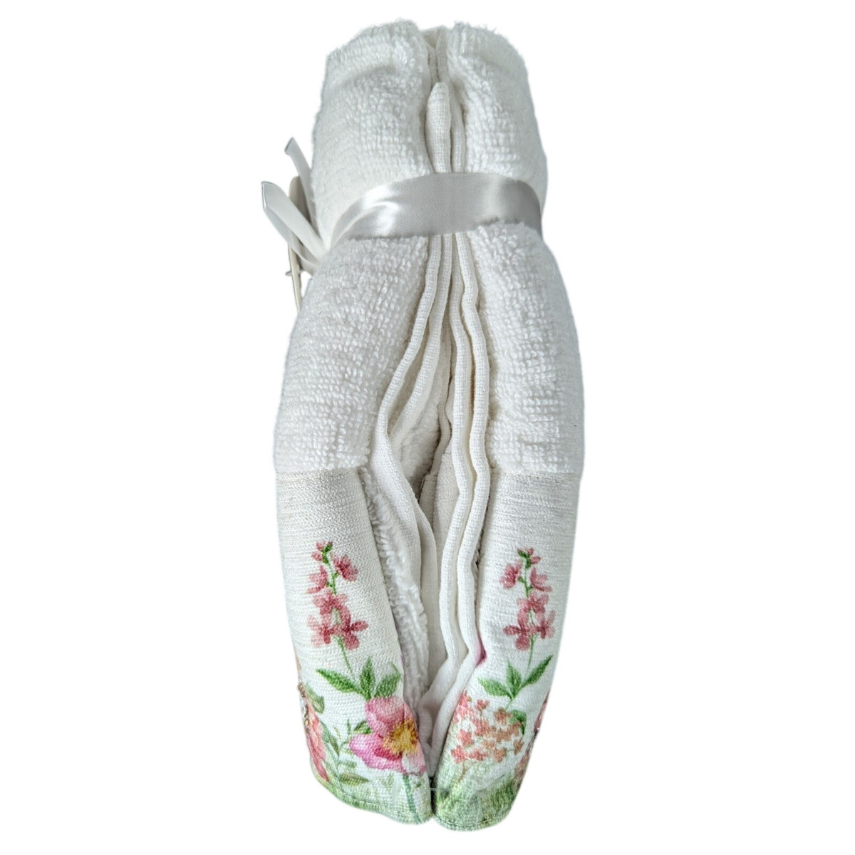 Easter Blessing Beaded Bunny Floral Hand Towels Set of 2, 16x28" 100% Cotton