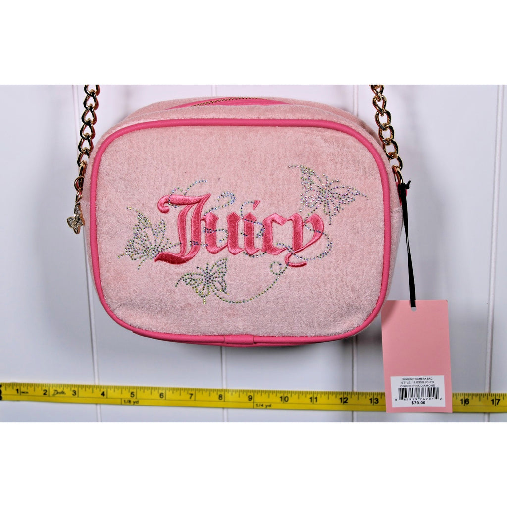 Juicy Couture Wingin It Crossbody Camera Bag Butterfly Design Pink Diamond NEW
