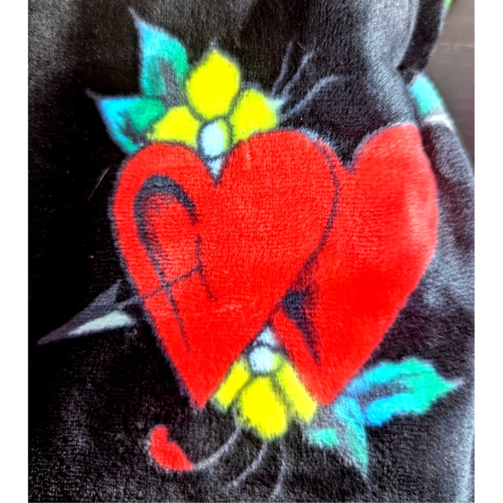 Ed Hardy Plush Throw Blanket Oversized 50X70 Black tattoo Eagle Rose Cozy Soft