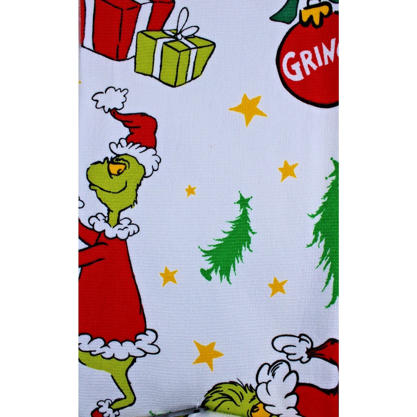 Set Of 3 Dr. Seuss The Grinch Stealing Gifts Christmas Kitchen Towels
