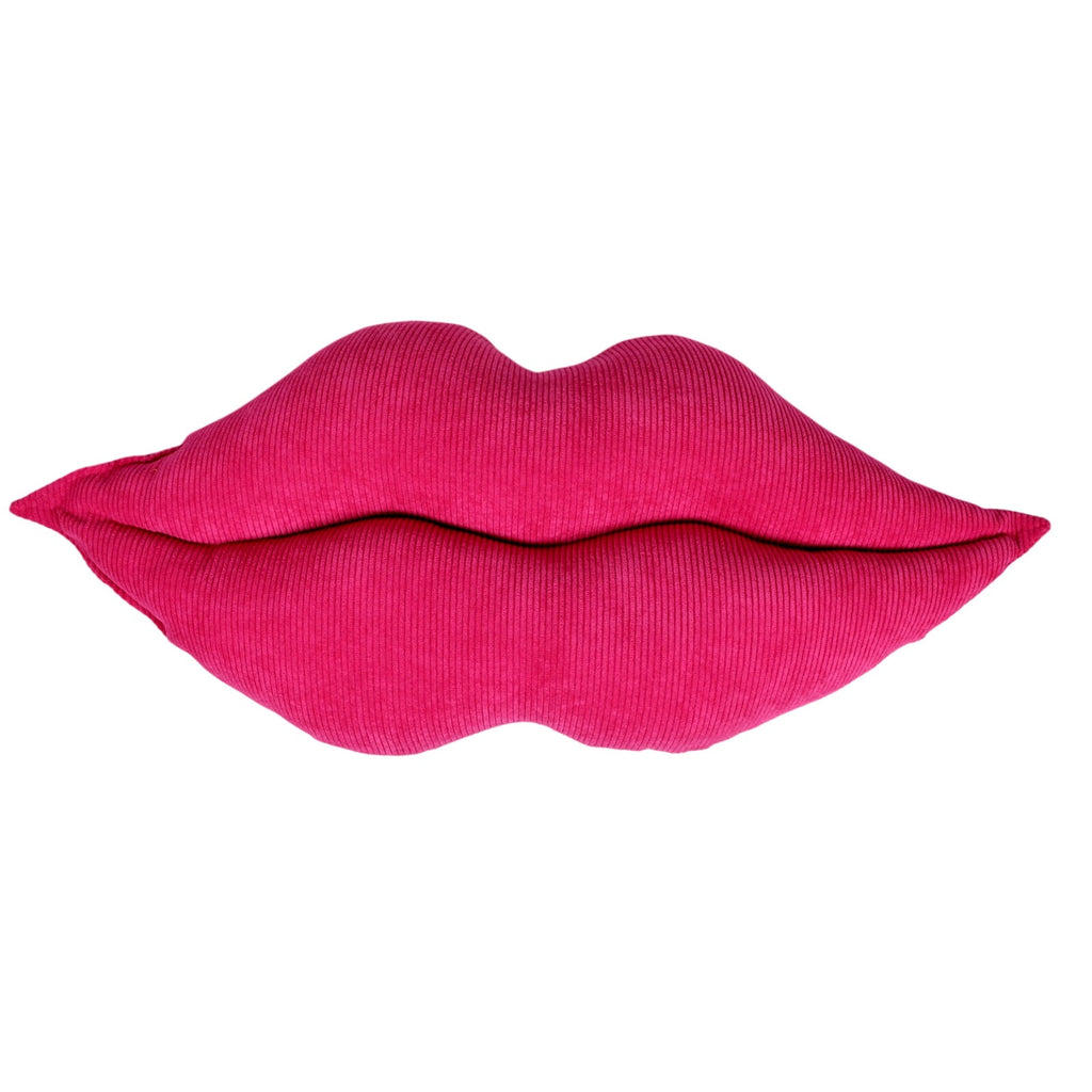 Corduroy Lip Shaped Throw Pillow Cushion Hot Pink - 24 x 10 inches