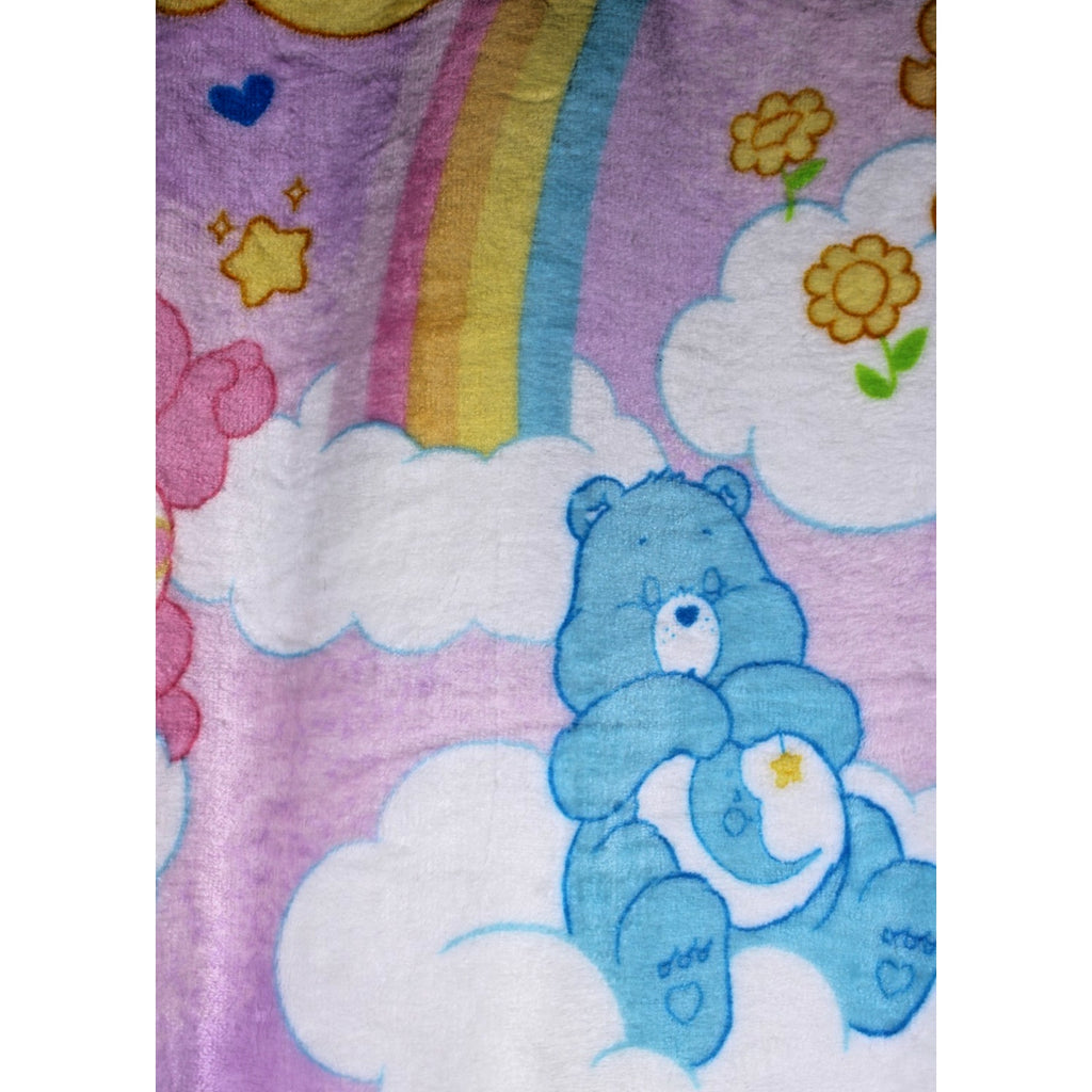 Care Bears Soft Throw Blanket Smiley Suns Rainbows Flowers and Clouds 50” X 70”