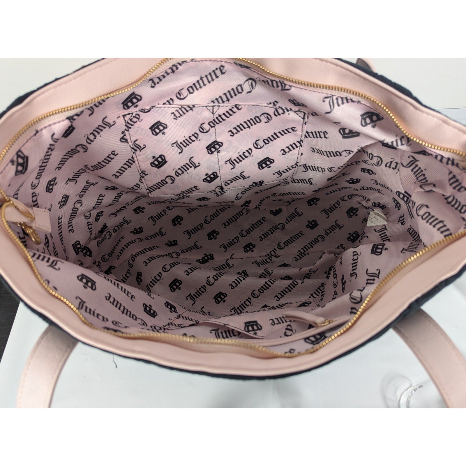 Juicy Couture Juicy Tale Weekender Tote Bag Black Pink Quilted Bow Bag Y2K NWT