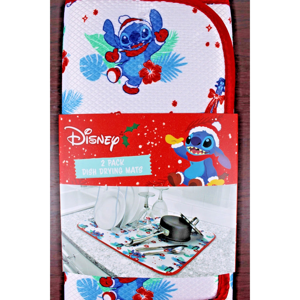 Disney Santa Hat Stitch Hawaiian Aloha Christmas Dish Drying Mat 16”x18”
