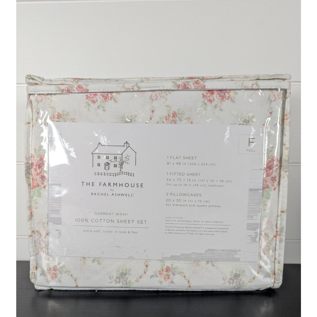 The Farmhouse Rachel Ashwell 100% Cotton Floral FULL Sheets NEW