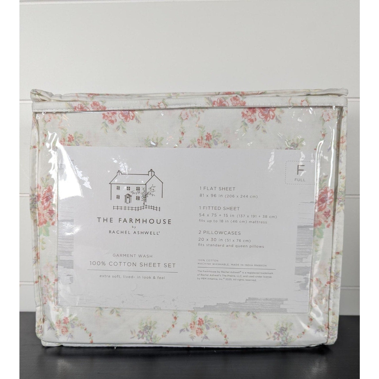 The Farmhouse Rachel Ashwell 100% Cotton Floral FULL Sheets NEW