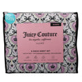 Juicy Couture Queen Sheet Set 6 Piece Black Crown Black Roses, Bows, Logos - NEW